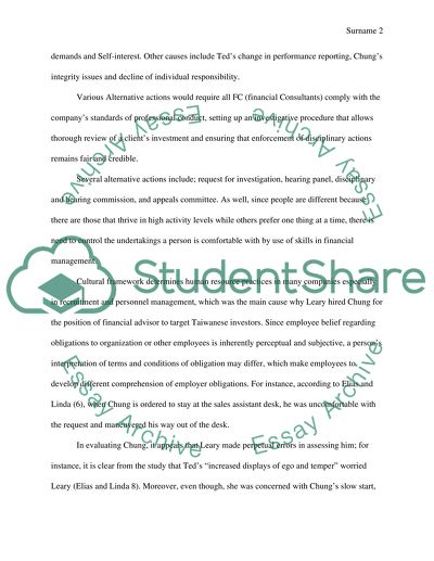 Mistrust between Karen Leary and Ted Chung