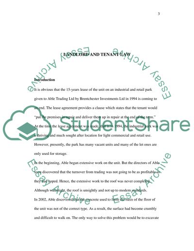 Landlord and Tenant Law