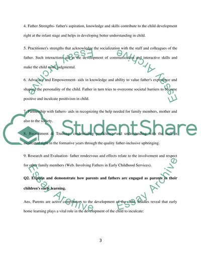 Engaging parents and fathers in their childrens early learning