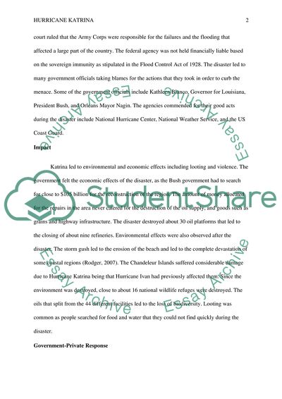 The Impact of Hurricane Katrina