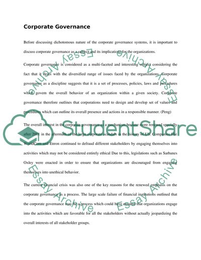 The Dichotomous Nature of Corporate Governance