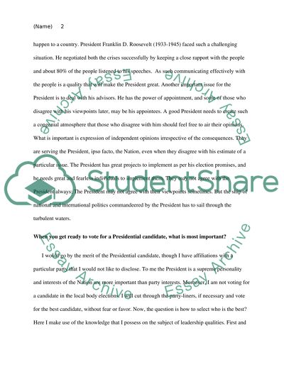 Prerequisites for Good Presidency