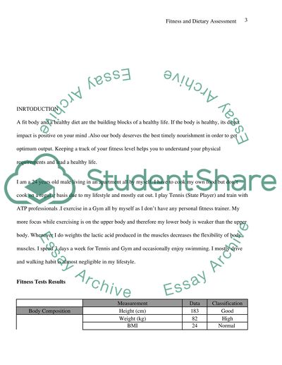 Fitness and Dietary Assessment