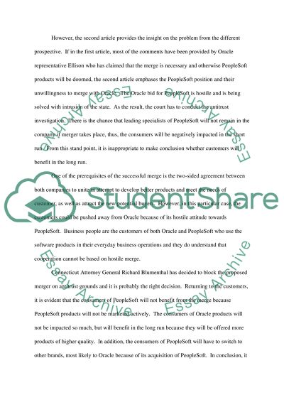 Market Structure of Oracle and PeopleSoft
