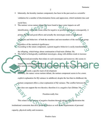 Nature vs Nurture and Freedom Really Free