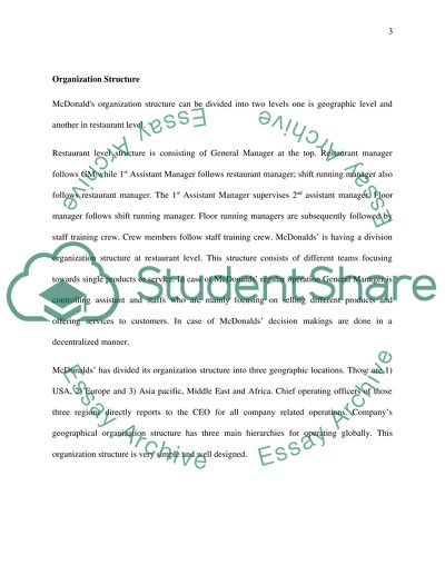 McDonalds Organizational Structure