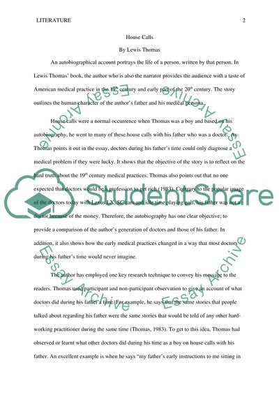 House Calls By Lewis Thomas