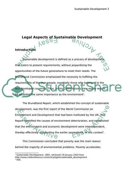 Legal Aspects of Sustainable Development