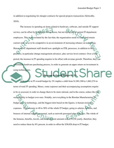 Amended Budget Paper