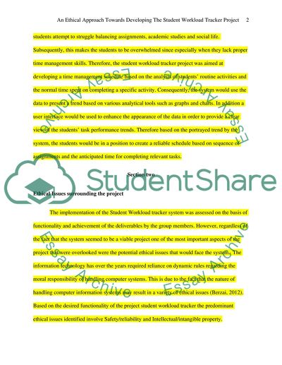 An Ethical Approach towards Developing the Student Workload Project