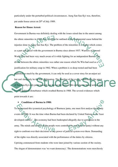 Explanation for Aung San Suu Kyis Arrest