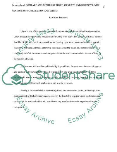 Compare and Contrast three Separate and Distinct Linux Vendors of Workstation and Server
