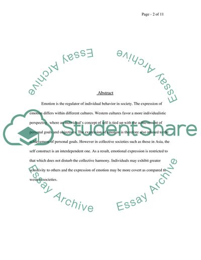 Cultural Understanding Of Emotion