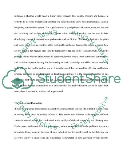 Deficiency in the Curriculum of Primary Education in the UK