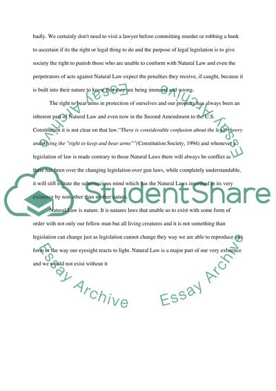 Natural Law the Prevailing Theory in the United States Today