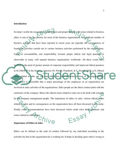 Contemporary Problem with Sales Ethics