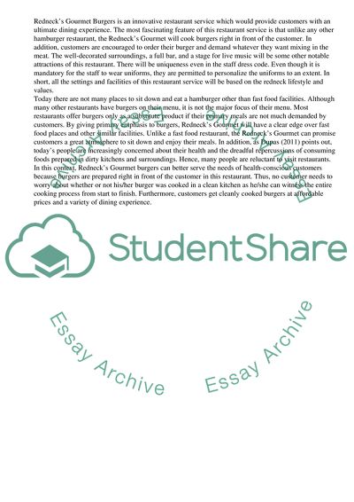 Rednecks Gourmet - Screening the Business Idea and Business Model