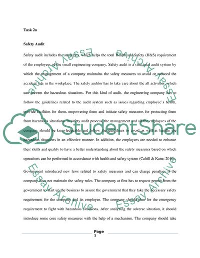 Health and saftey in the work place