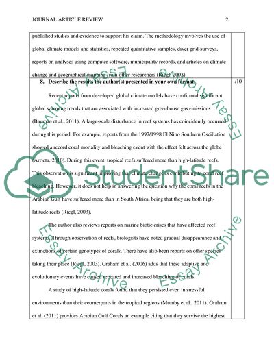 Opinion on Climate Change and Coral Reefs - Different Effects in Two High-latitude Areas by Riegl
