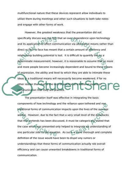 Presentation reaction