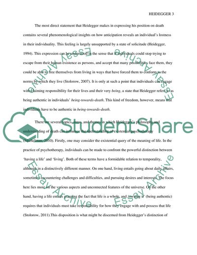 Heideggers Philosophy and Its Application to Psychotherapy