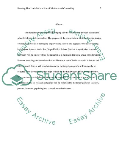 Adolescent School Violence and Counseling