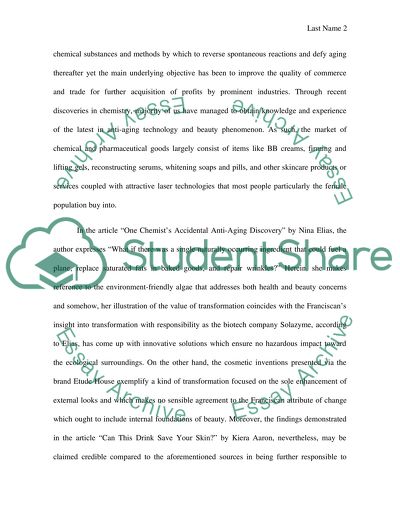 Reflections on Connection of Chemistry to Franciscan Values