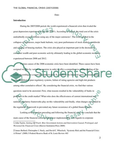 International Trade and Finance Law: The Global Financial Crisis 2007/2008