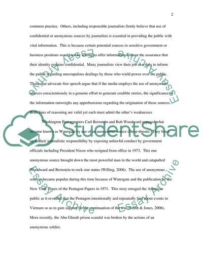 Critical essay: Dissertation anonymous sources