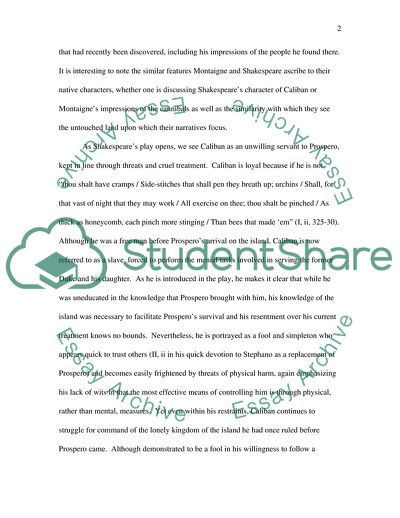 William Shakespeares The Tempest and Montaignes On Cannibals