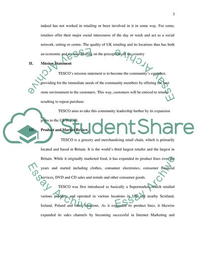 A Marketing Plan for TESCO