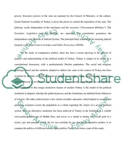 Comparative Politics, Politics of Turkey