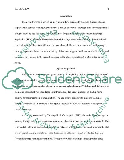 Age Differences in Second Language Acquisition