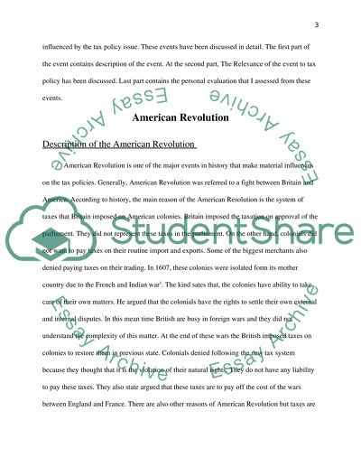 Events form the history which have been influenced by the tax policy issue