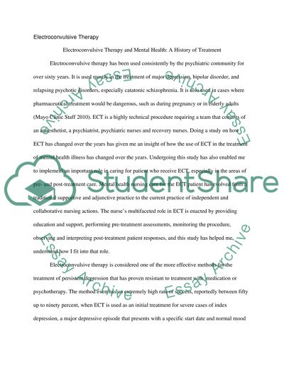 Electroconvulsive Therapy and Mental Health: A History of Treatment