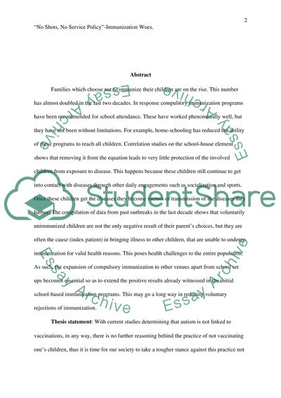 No Shots, No Service Policy: Immunization Woes