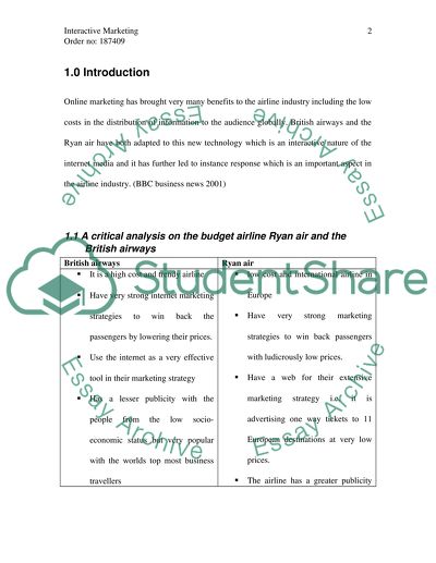Internet Marketing in the Airlines Industry: British Airways and Ryan Air