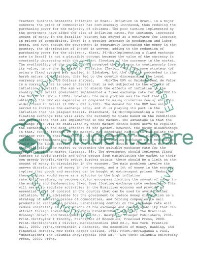 Inflation in Brazil as a Major Concern