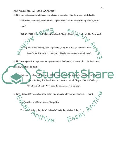 Advanced Social Policy - Childhood Obesity in African American Children
