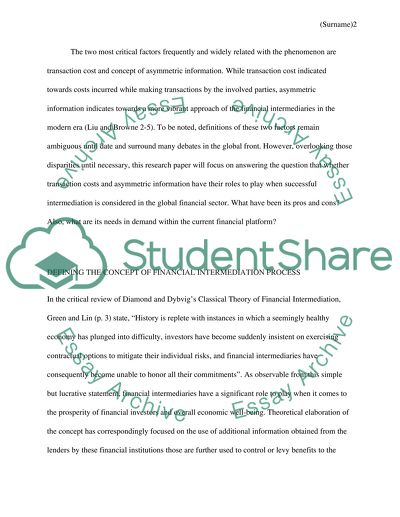 Transactions Costs and Asymmetric Information in Financial Intermediation Process