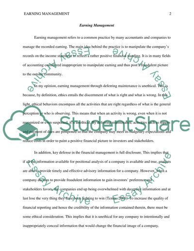 Earning Management Practice