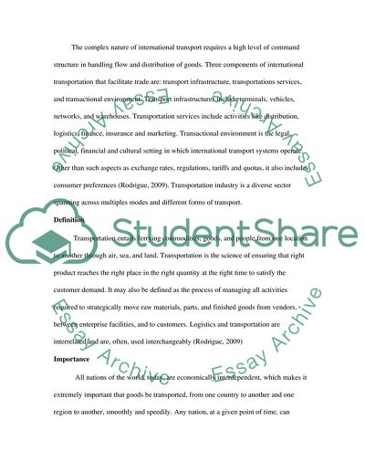 International Transport Systems in Facilitating International Trade