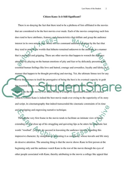 Citizen Kane: Is It Still Significant