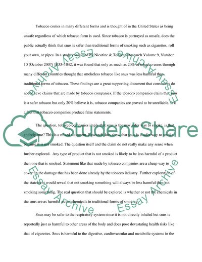 Tobacco companies imply that Snus is the new safer way to smoke, is that enitrely true