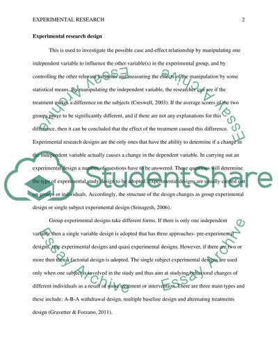 Experimental Researrch Design