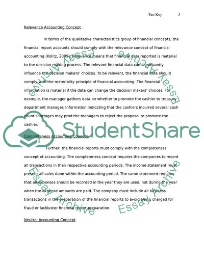 Ten Key Concepts of Accounting