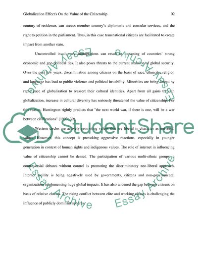 Globalization effects on the value of the citizenship