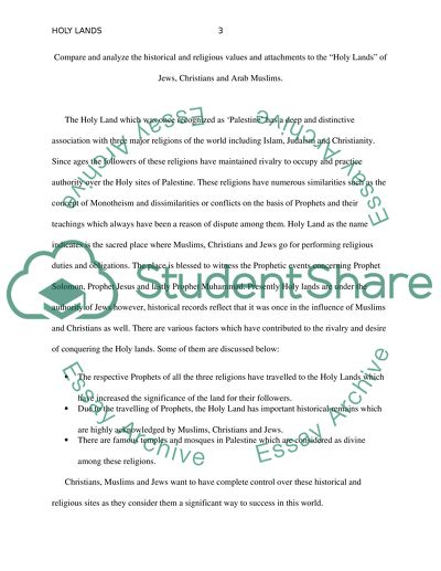 Historical and religious values and attachments to the Holy Lands of Jews, Christians and Arab Muslims