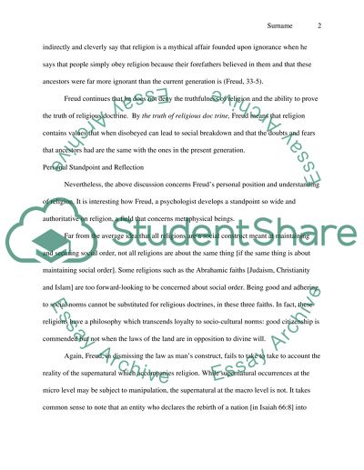 Freuds Personal Position and Understanding of Religion