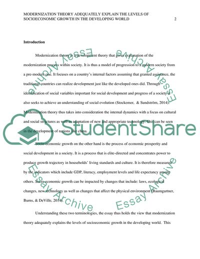 Adequate Explanation of Socioeconomic Growth in Developing World